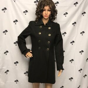 Kenneth Cole Army Green Wool Button Up Coat